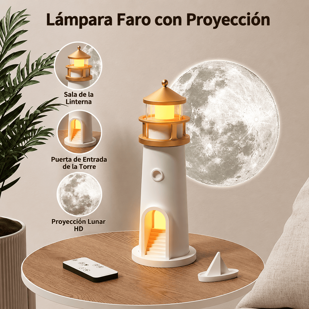 Faro Proyector Lunar - Linda lámpara de faro con proyección de luna y luces con sensor de movimiento + Envió Gratis + Pago Contra entrega